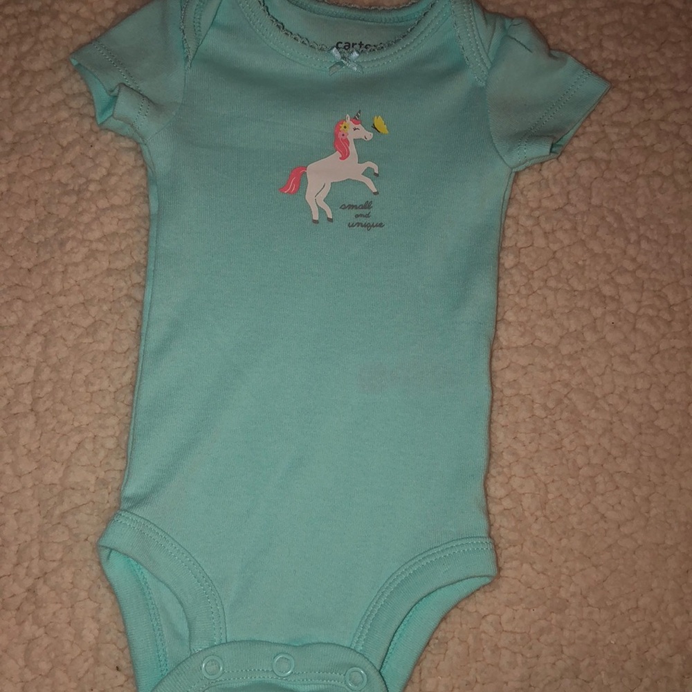 Newborn unicorn light blue onesie